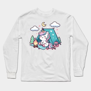 cute unicorn camping Long Sleeve T-Shirt